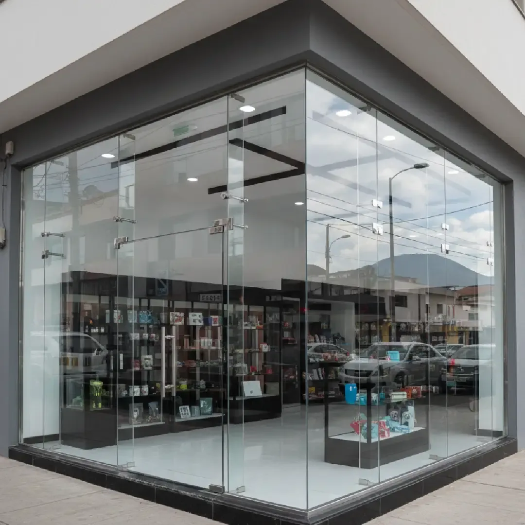Vitrina de vidrio templado — proyecto comercial PATOVID